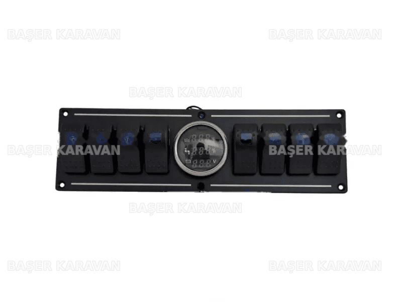 8'li Büyük Tuşlu Kontrol Switch Paneli 12V/24V (Voltmetreli)