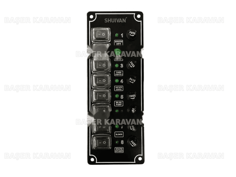 8'li Switch Kontrol Paneli (İzoleli Sigortalı 12V/24V)