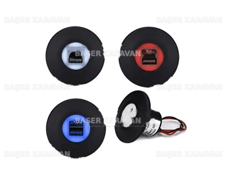 Çift USB Işıklı Karavan Şarj Soketi 12V/24V