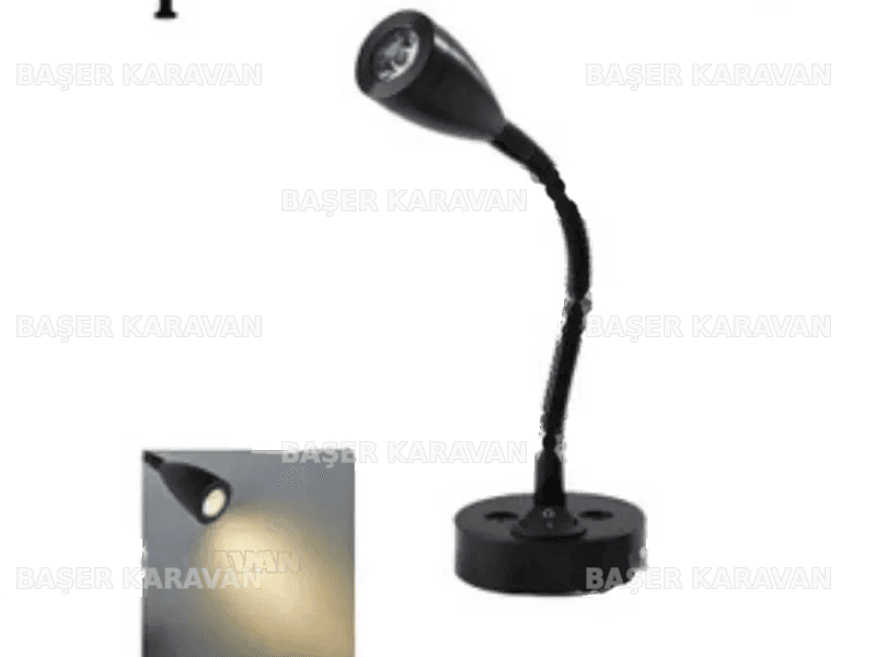 Karavan 12V Dokunmatik Okuma Lambası (Esnek Spiralli & USB Çıkışlı)