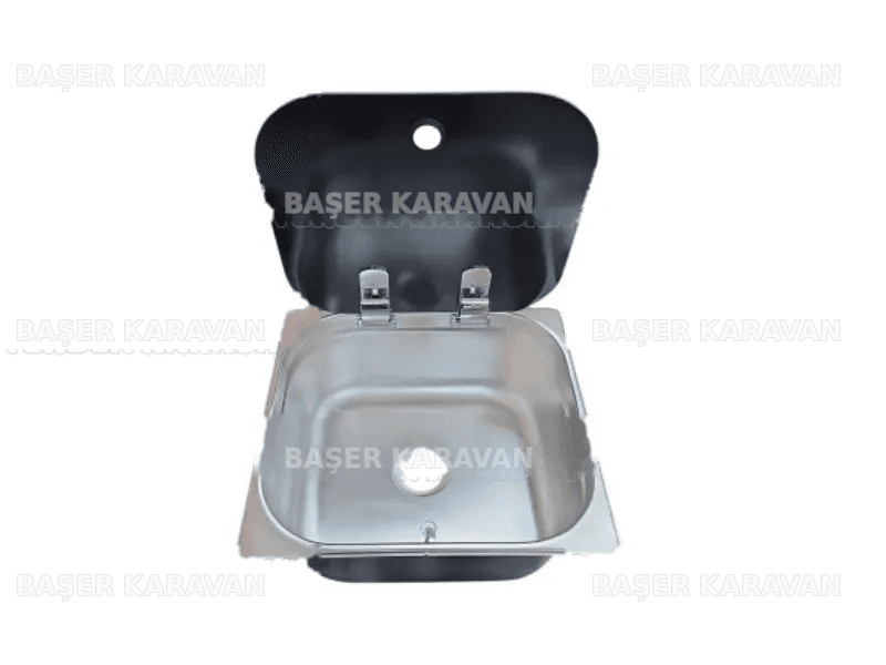 Karavan & Tekne Cam Kapaklı Paslanmaz Krom Evye