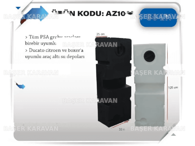 Karavan Su Deposu 90 Litre 105x25x33cm