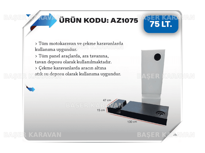 100 Litre Teker Üstü Karavan Temiz Su Deposu